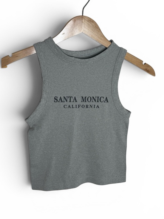 Vital Life Tops - Vital Life Graphic “Santa Monica California” Gray Crop Tank Sz. S